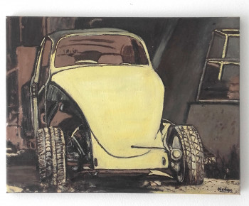 Obra contemporánea nombrada « Tableau voiture vintage - Dodoche », Hecho por NADEGEPAINTER