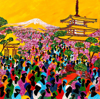 Obra contemporánea nombrada « N°362 -  富士山に行く-Rendez-vous au mont Fuji », Hecho por NADODO