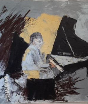 Obra contemporánea nombrada « EVANS IN GREY (Bill Evans) », Hecho por ARENA
