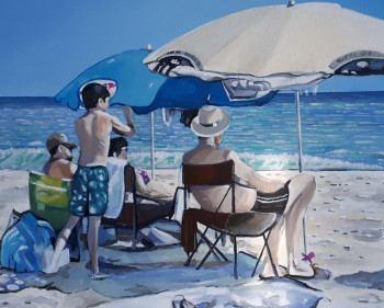 Obra contemporánea nombrada « En regardant les vagues », Hecho por FRANCIS STANZIONE