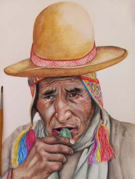 Obra contemporánea nombrada « Peinture d'un péruvien », Hecho por LS.ARTISTIK