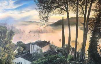 Obra contemporánea nombrada « Enveloppé dans la Brume », Hecho por JO PAINTER