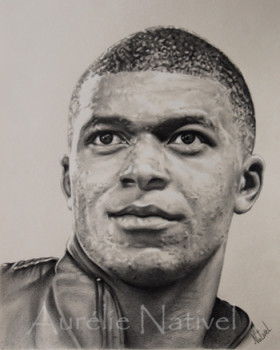 Obra contemporánea nombrada « Portrait de Kylian Mbappé », Hecho por AURéLIE NATIVEL