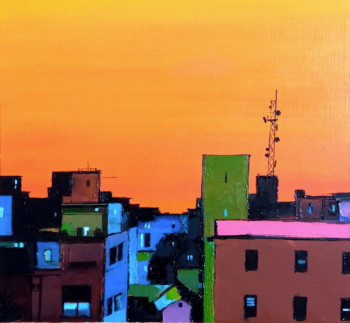 Obra contemporánea nombrada « The city before sunset », Hecho por CHEN XI