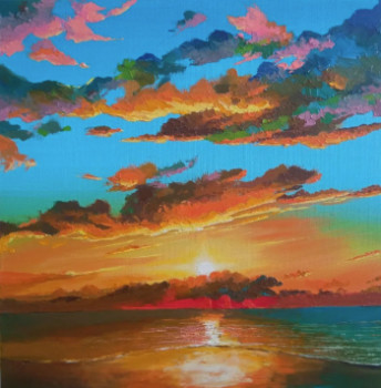 Obra contemporánea nombrada « The sunset in my dream », Hecho por CHEN XI