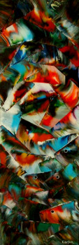 Obra contemporánea nombrada « Fusion lumineuse - Sold / Vendu - Estimation : 12 000 € », Hecho por CHARLES CARSON, GMBA, CREATEUR DU MOUVEMENT 'CARSONISME'