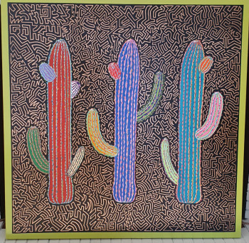 Obra contemporánea nombrada « Trois cactus », Hecho por RENAUD BARREYAT