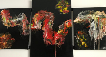 Obra contemporánea nombrada « triptyque  de feu », Hecho por HESSE