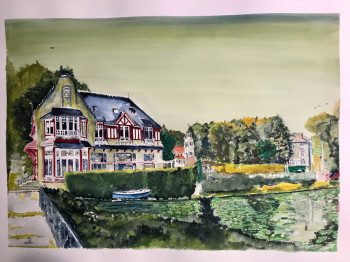 Obra contemporánea nombrada « Le Chalet du Lac de Pierrefonds (60) », Hecho por LUTHER