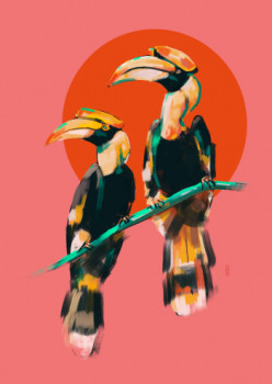 Obra contemporánea nombrada « Toucan bicorne », Hecho por NOMé