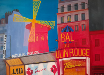 Obra contemporánea nombrada « Le moulin rouge », Hecho por FABRICE DURIEUX