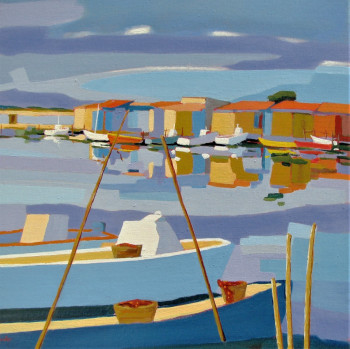 Obra contemporánea nombrada « Sète, barques à la Pointe Courte », Hecho por JEAN-NOëL LE JUNTER