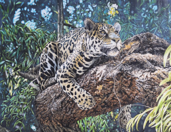 Obra contemporánea nombrada « A L'AFFUT,JAGUAR », Hecho por JULIAN WHEAT