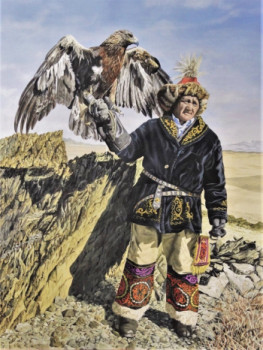 Obra contemporánea nombrada « Aigle Royal de Mongolie », Hecho por JULIAN WHEAT