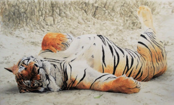 Obra contemporánea nombrada « Siesta du Tigre », Hecho por JULIAN WHEAT