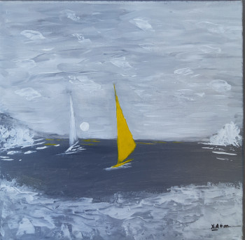 Obra contemporánea nombrada « Voile jaune », Hecho por XAM