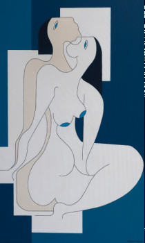 Obra contemporánea nombrada « Relaxing Blues », Hecho por HILDEGARDE HANDSAEME