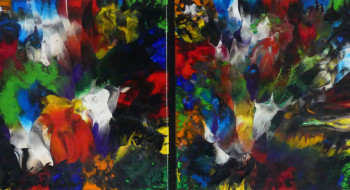 Obra contemporánea nombrada « Diptyque Pich's magic abstract 203 », Hecho por PICH