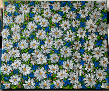 Obra contemporánea nombrada « Champ de marguerites », Hecho por ALINA TAPARDEL