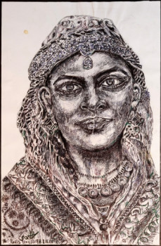 Obra contemporánea nombrada « Portrait de Femme - « Mascara » », Hecho por A.LALMI