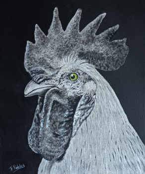 Obra contemporánea nombrada « Coq sur toile 100 % coton 340 g/m2. Peinture Originale acrylique. », Hecho por JEAN-CLAUDE ROBLES