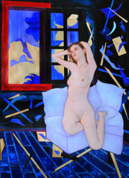 Obra contemporánea nombrada « Anaïs dans la chambre bleue », Hecho por MICHEL BOETTCHER