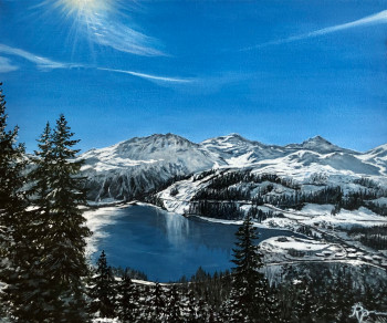 Obra contemporánea nombrada « Lac hivernal de la montagne », Hecho por RITA