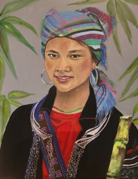 Obra contemporánea nombrada « Hmong de Sapa », Hecho por ANNE AMOUROUX