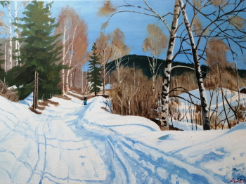 Obra contemporánea nombrada « Paysage d'hiver 2 », Hecho por ANDRé FEODOROFF