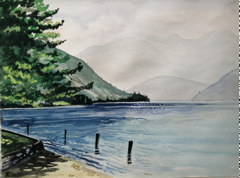 Obra contemporánea nombrada « Lac de Lugano 1 », Hecho por ANDRé FEODOROFF