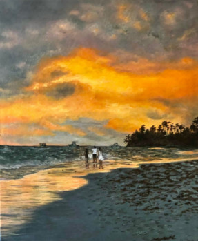 Obra contemporánea nombrada « Le coucher du soleil Dominical », Hecho por RITA