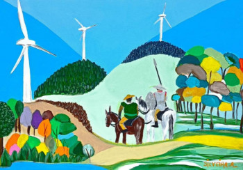 Obra contemporánea nombrada « Don Quichotte contre les Éoliennes », Hecho por SILVEIRA ANTOINE