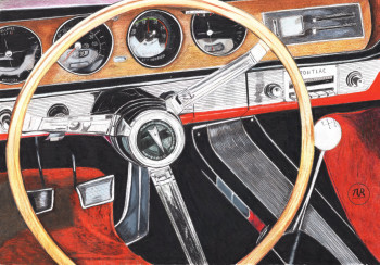 Obra contemporánea nombrada « Au volant d'une Pontiac GTO. », Hecho por PIRDESSINS