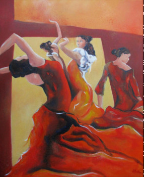 Obra contemporánea nombrada « Danseuses de Flamenco », Hecho por JEAN-NOëL LE JUNTER