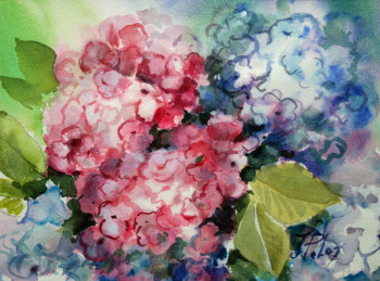 Obra contemporánea nombrada « Hortensias (22-008) », Hecho por JACQUELINE PELON