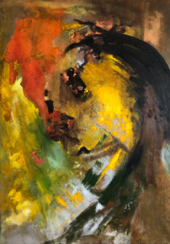Obra contemporánea nombrada « Visages1 », Hecho por JP CHARDIN - CARAC