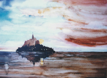 Obra contemporánea nombrada « Mont Saint Michel », Hecho por ANDRé FEODOROFF