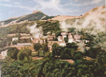 Obra contemporánea nombrada « Village de Corse », Hecho por ANDRé FEODOROFF