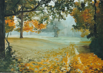 Obra contemporánea nombrada « Automne en sous bois », Hecho por ANDRé FEODOROFF