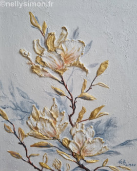 Obra contemporánea nombrada « Magnolia 2 », Hecho por NELLY SIMON