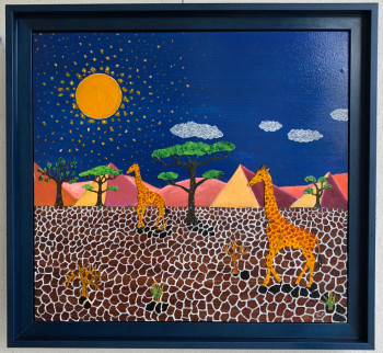 Obra contemporánea nombrada « Mozahik Girafes ( Naïves ) », Hecho por FRANK