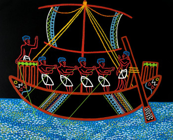 Obra contemporánea nombrada « Les explorateurs », Hecho por GILLES MAYK NAVANGI