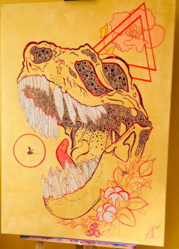 Obra contemporánea nombrada « T-Rex Gokul Floral N•28 », Hecho por TULIESTULL