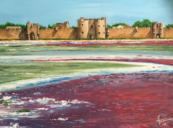 Obra contemporánea nombrada « Aigues Mortes et ses salins », Hecho por ANNE AMOUROUX