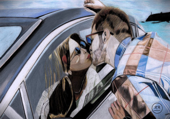 Les amoureux qui s'bécotent à travers la vitre. En el sitio ARTactif