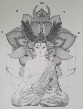 Obra contemporánea nombrada « Bouddha », Hecho por MALISU