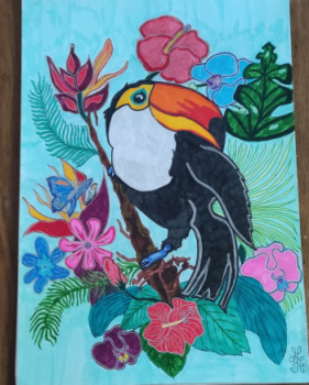 Obra contemporánea nombrada « Toucan exotique », Hecho por ARTISTE.AA