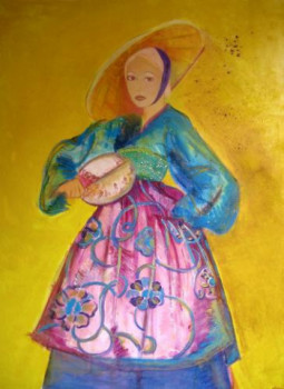 Obra contemporánea nombrada « beauté à l'éventail », Hecho por KIMIDO