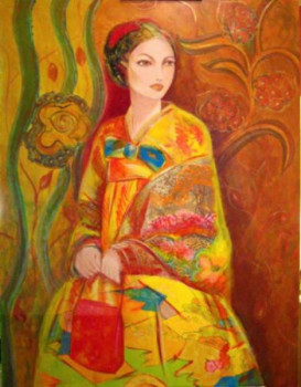 Obra contemporánea nombrada « beauté au sac rouge », Hecho por KIMIDO