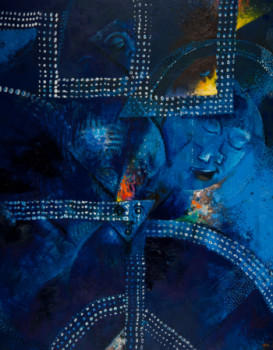 Obra contemporánea nombrada « Nuit bleu », Hecho por BAH BARKINADHO